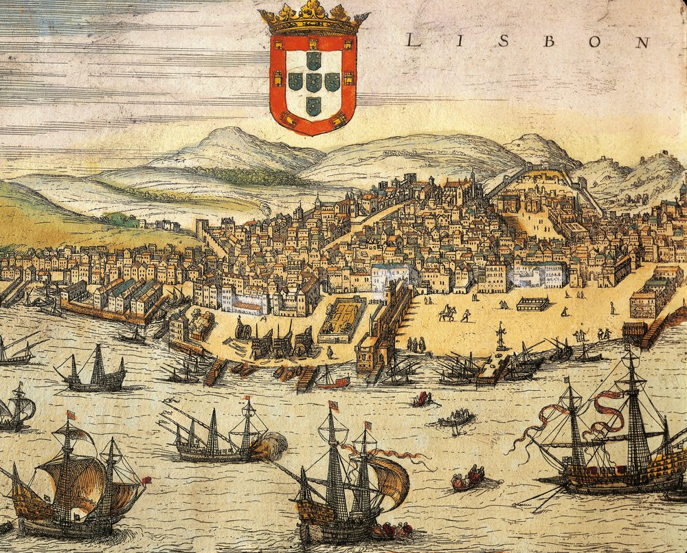 Mapa de la Ciudad de Lisboa, de Civitates Orbis Terrarum por Georg Braun y Franz Hogenberg (grabado) de Georg Braun and Hogenberg Franz