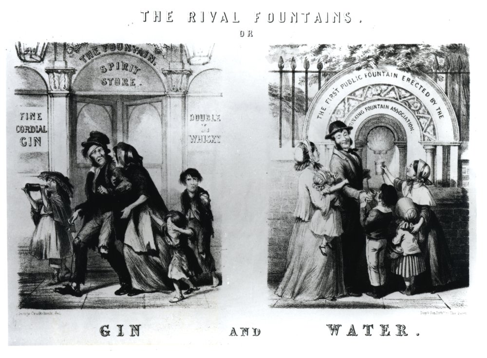 Las Fuentes Rivales o Ginebra y Agua de George Cruikshank