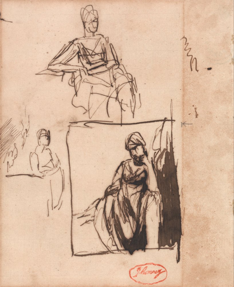 Mujer sentada - Tres poses de George Romney