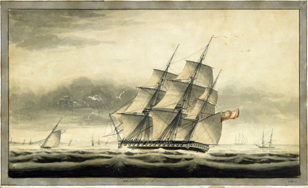 Buque de transporte de tropas HMS "Akbar" (1806), 10 de agosto de George Back