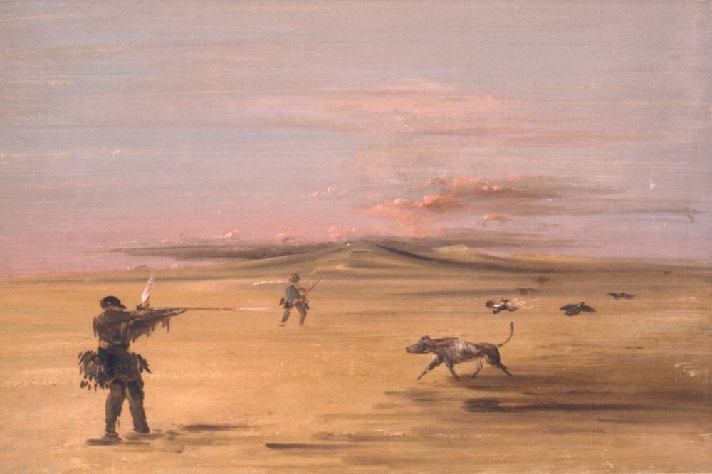 Caza de urogallos en las praderas de Misuri, 1837-1839. de George Catlin