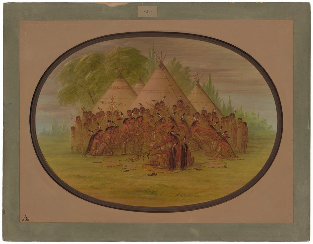 Baile de gaitas - Assinneboine de George Catlin