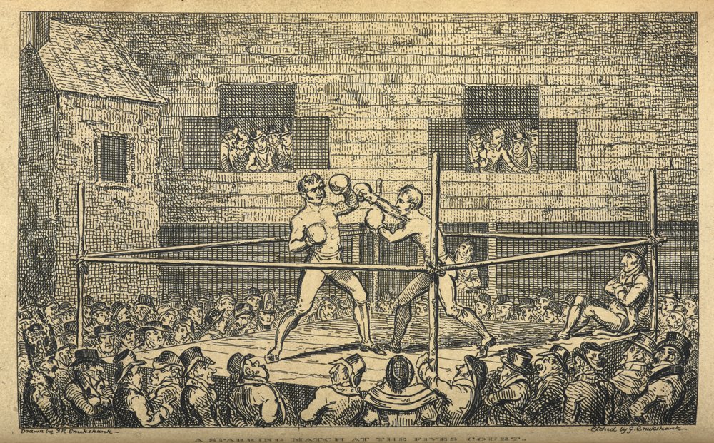 'Un combate de sparring en la cancha de Fives'. Un combate de boxeo, de ...