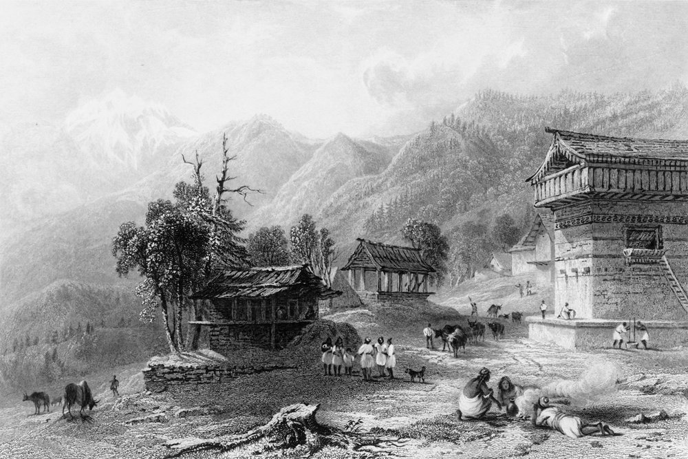 Pueblo de Khandoo, en la Montaña Choor, 1838 de George Francis White