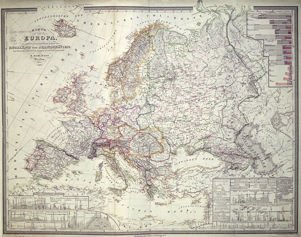 Mapa de Europa, 1841 de German School