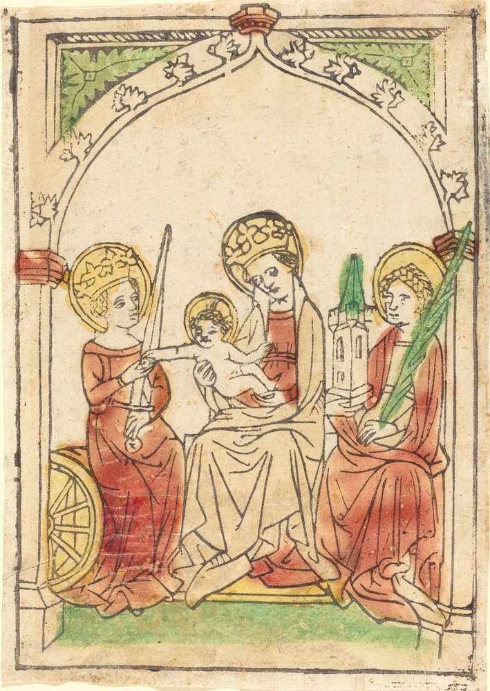La Virgen entre Santa Catalina y Santa Bárbara de German 15th Century