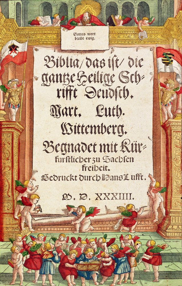 Página del título de la Biblia de Lutero, c.1530 de German School