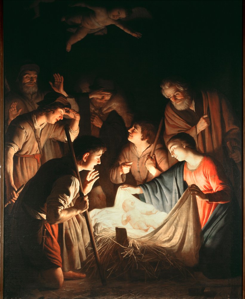 La Adoración de los Pastores de Gerrit van Honthorst