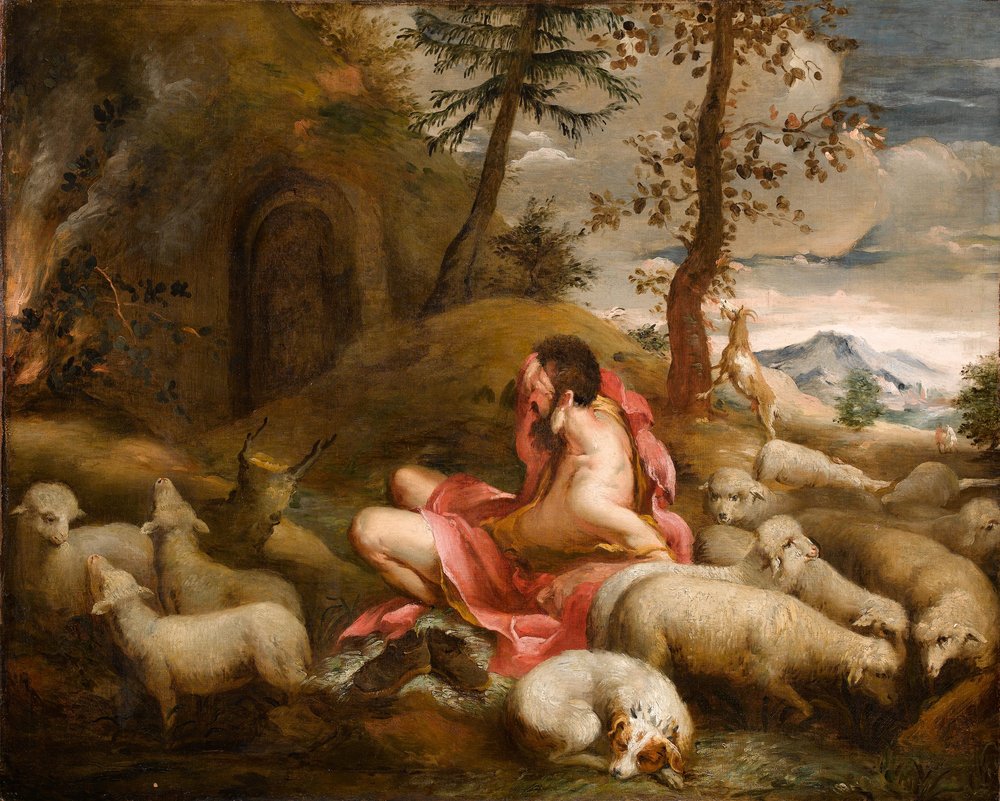 Moisés y la zarza ardiente en el monte Horeb de Giovanni Antonio Guardi