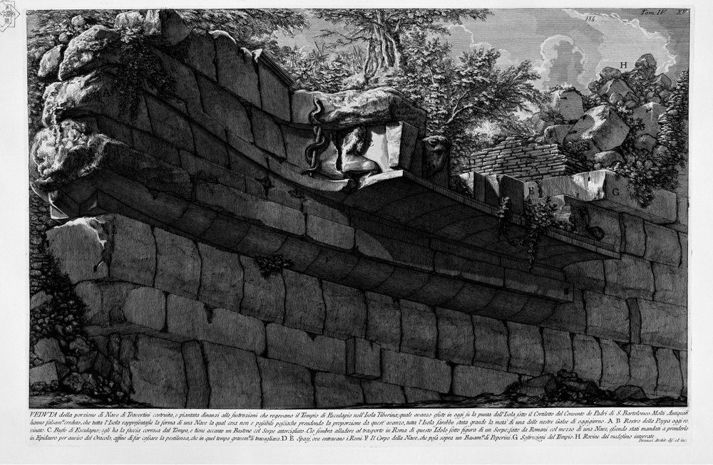Isla Tiberina de Giovanni-Battista Piranesi
