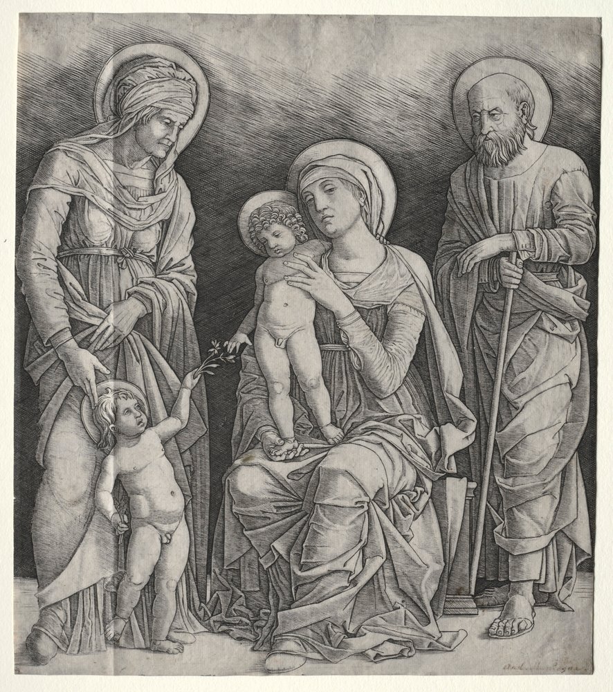 Sagrada Familia con Santa Isabel y el Niño San Juan Bautista de Giovanni Antonio da Brescia