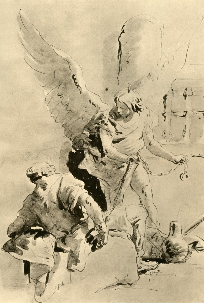 Un ángel aparece al apóstol Pedro en prisión de Giovanni-Battista Tiepolo