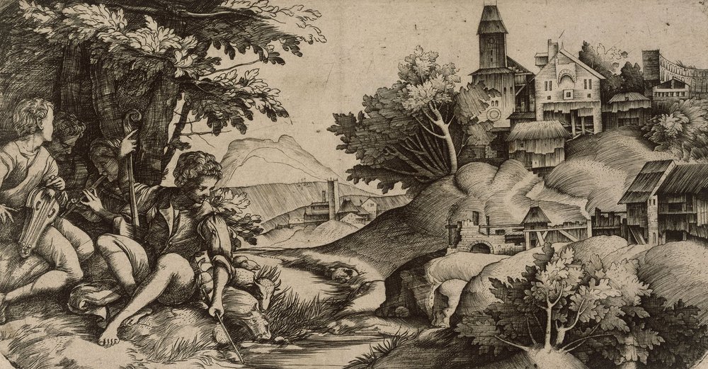 Concierto junto a un arroyo de Domenico Campagnola