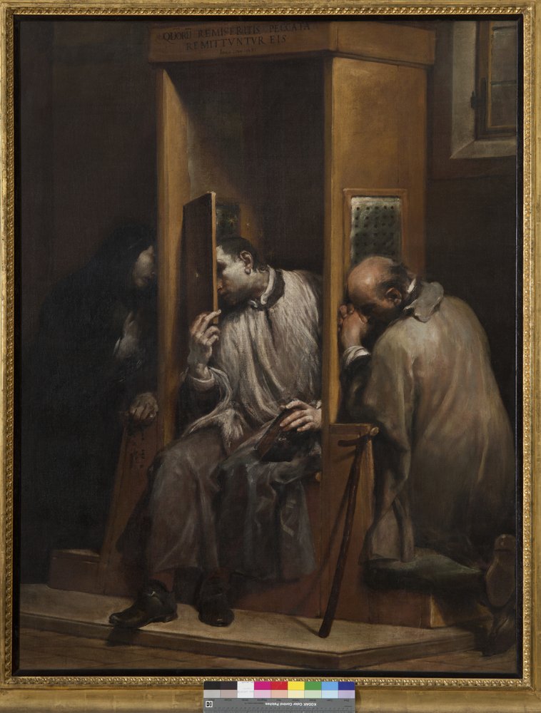 San Juan Nepomuceno escucha la confesión de la reina de Bohemia, 1729-41 de Giuseppe Maria Crespi