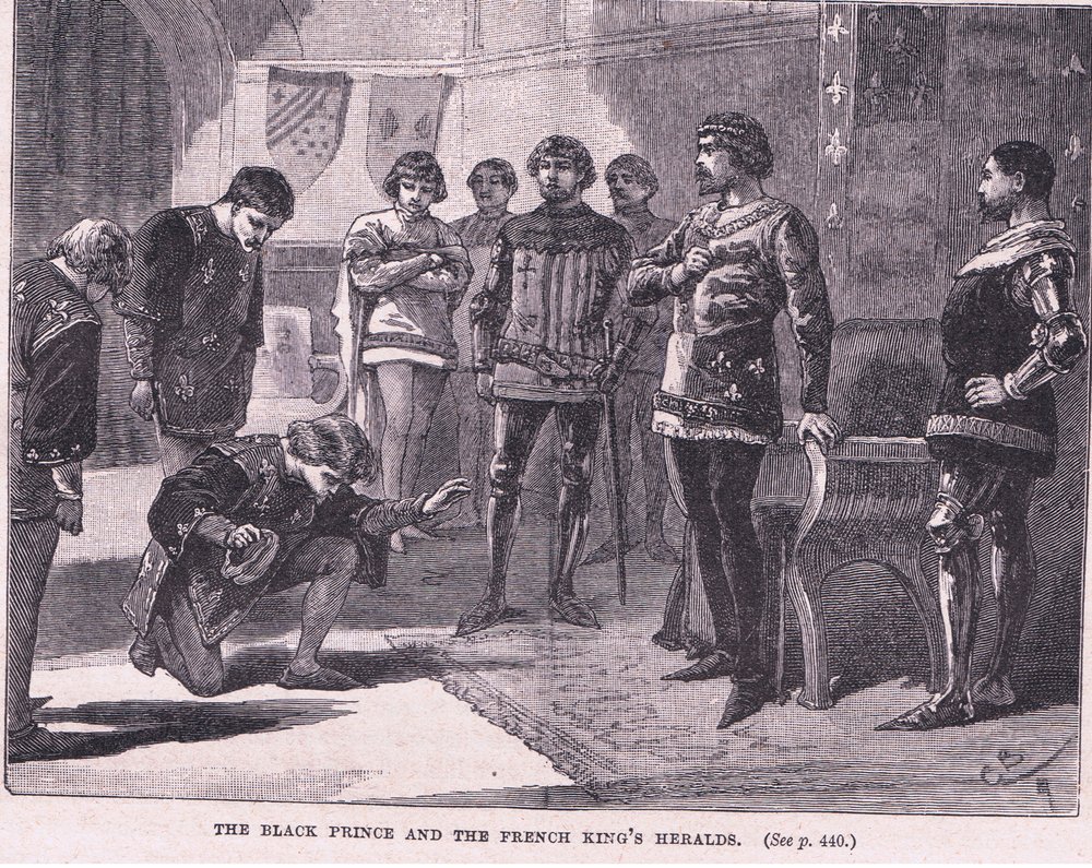 El Príncipe Negro y los heraldos del rey francés AD 1367