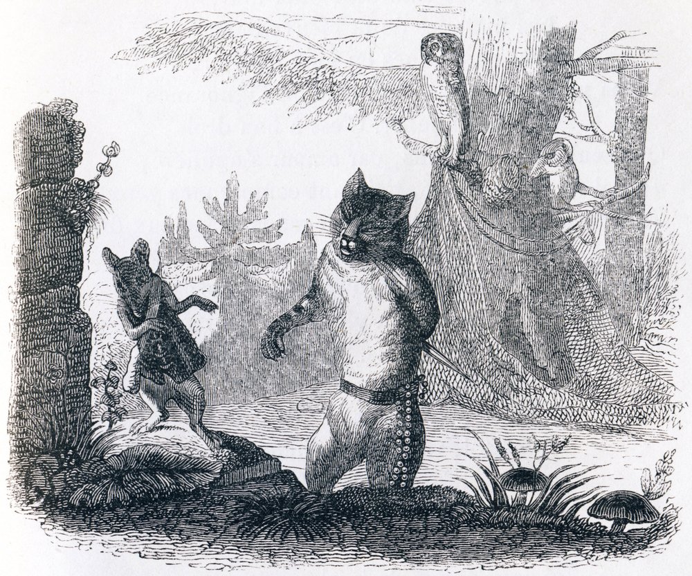 El gato y la rata - Fábulas de La Fontaine | Grandville