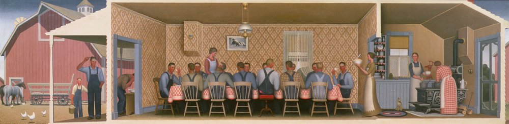 Cena para los trilladores, 1934 de Grant Wood