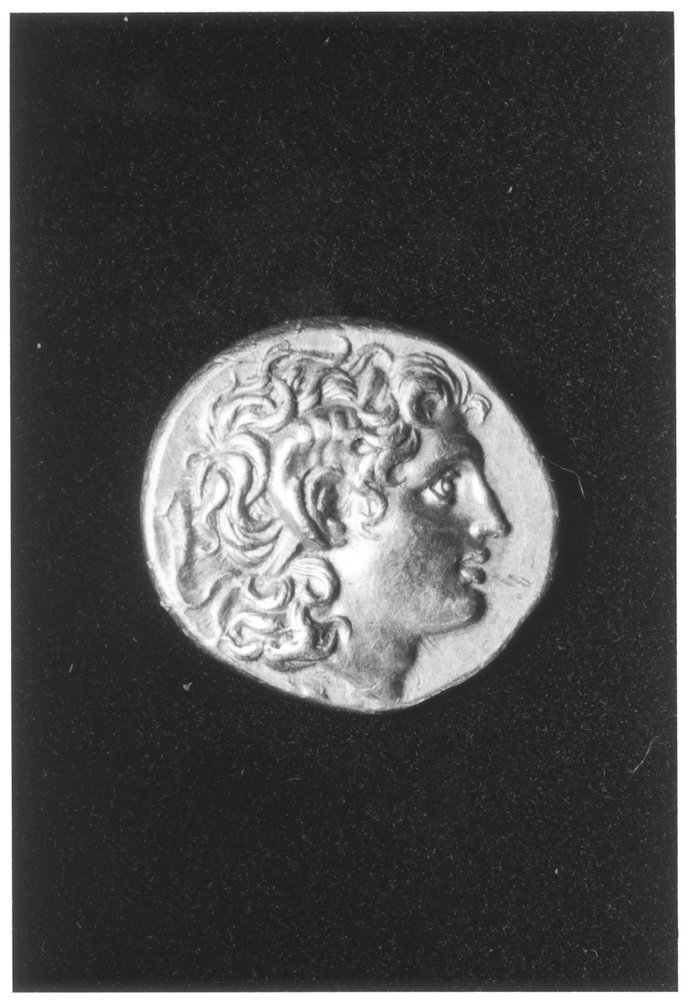 Moneda de Alejandro Magno con el cuerno de carnero del dios egipcio Amón, acuñada en el reinado de Lisímaco de Tracia durante la era helenística de Greek