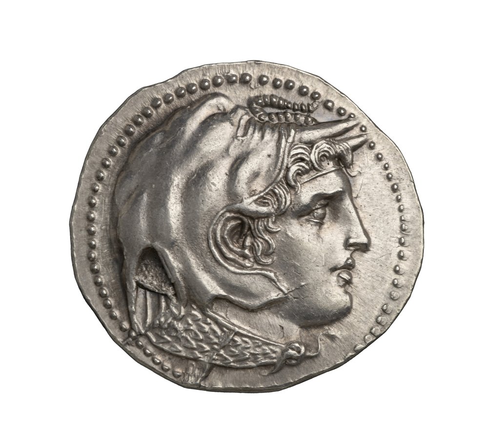 Moneda de plata griega antigua (ptolemaica) de Alejandría, 295 a. C. de Greek