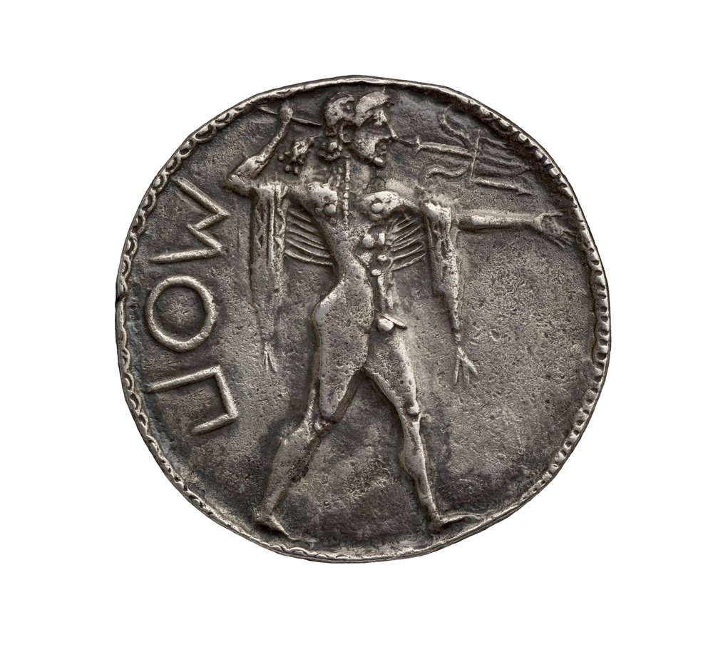 Antigua moneda de plata incusa griega de Posidonia, 510-30 d.C. de Greek