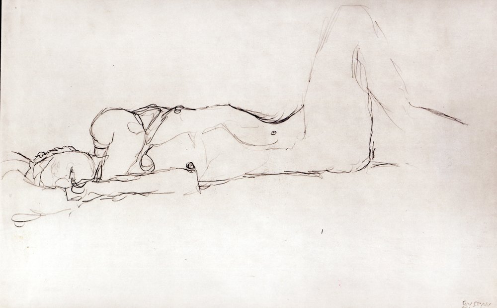 Desnudo femenino en la cama, hacia 1914 de Gustav Klimt