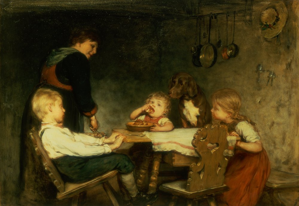 La hora del té (óleo sobre tabla) de Gustav Laeverenz