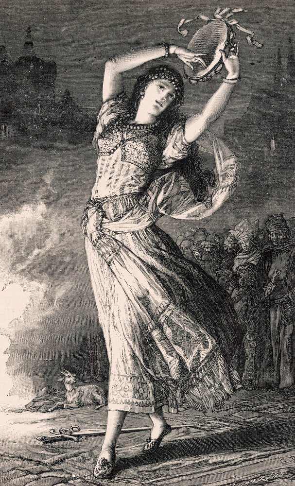 La Esmeralda - ilustración de Notre Dame de París, siglo XIX de Gustave Brion