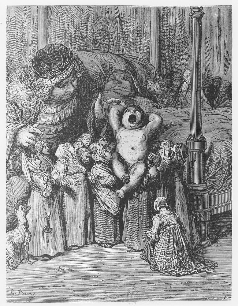 El nacimiento de Gargantúa, ilustración de «Gargantúa y Pantagruel», de François Rabelais de Gustave Dore