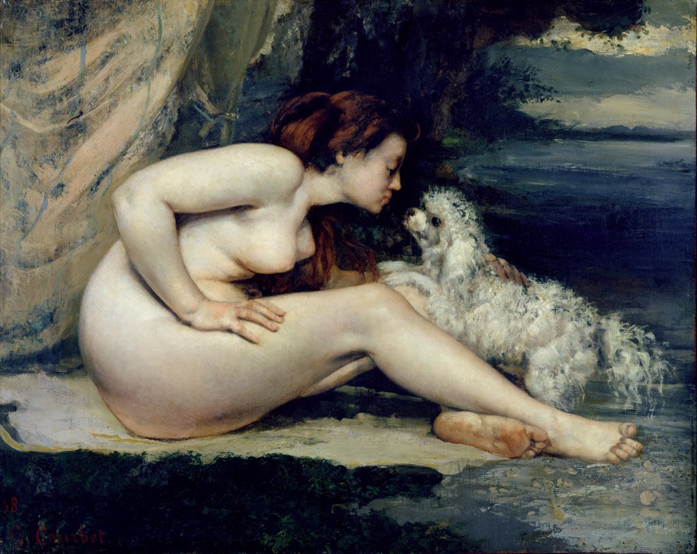 Desnudo Femenino con un Perro (Retrato de Leotine Renaude) 1861-62 de Gustave Courbet