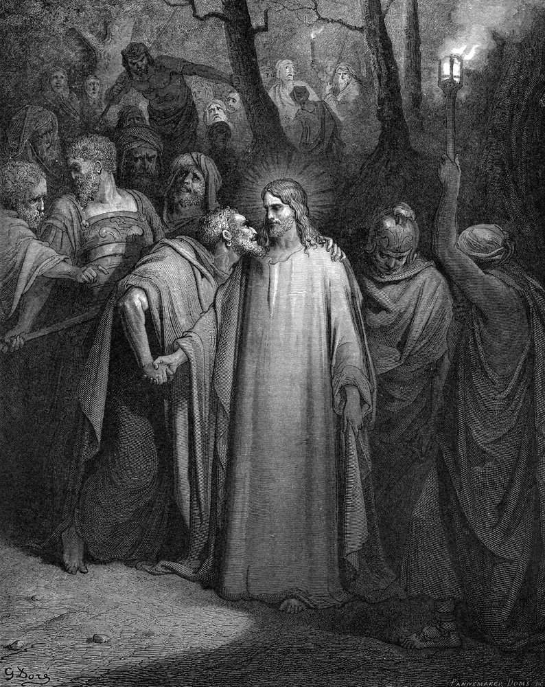 Judas traicionando a Cristo con un beso, 1866 de Gustave Dore