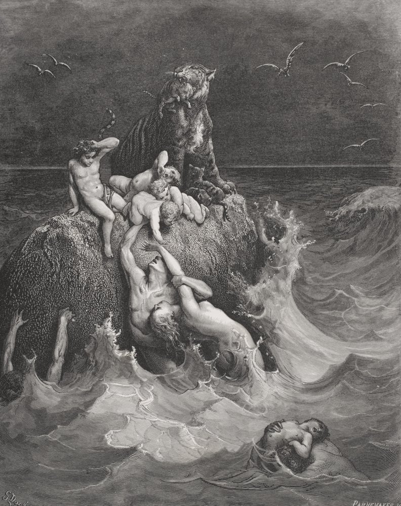 El diluvio, ilustración de «La Santa Biblia» de Doré, grabada por Pannemaker, 1866 de Gustave Dore