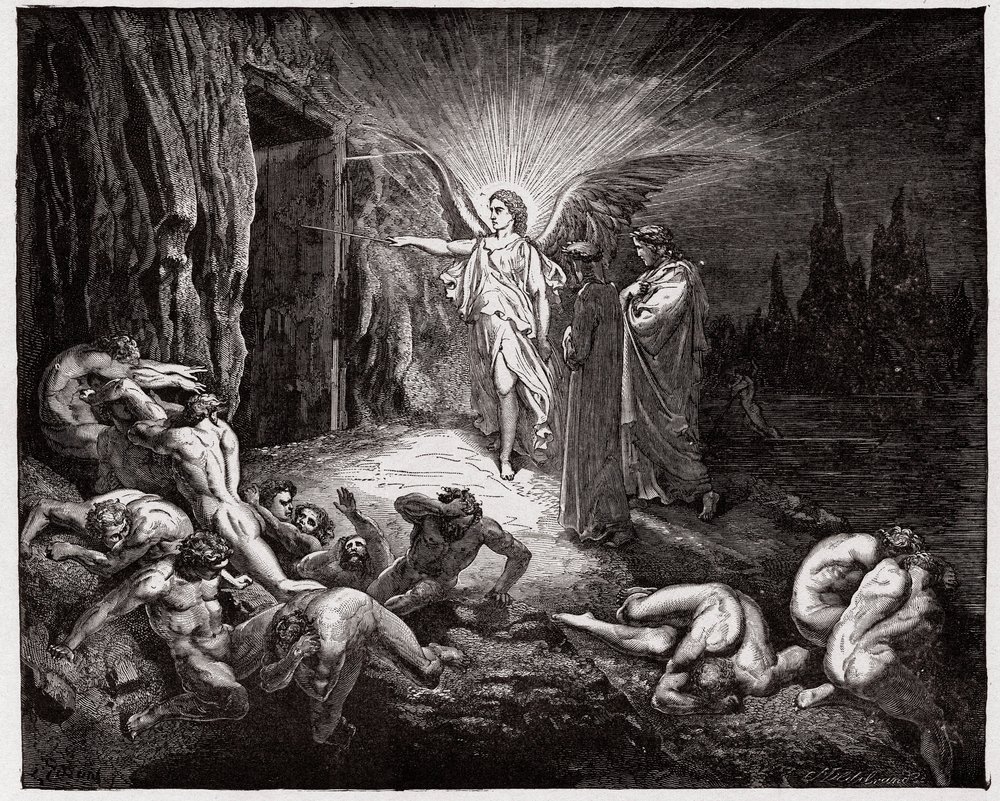 La Divina Comedia, Infierno, Canto 9: El ángel abre las puertas - de Dante Alighieri (1265-1321) - Ilustración de Gustave Doré (1832-1883) de Gustave Dore