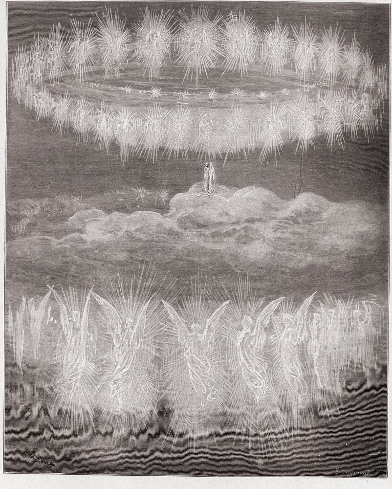 La Divina Comedia, Paraíso, Canto 12: Los círculos de almas glorificadas en el sol - de Dante Alighieri (1265-1321) - Ilustración de Gustave Doré (1832-1883) de Gustave Dore