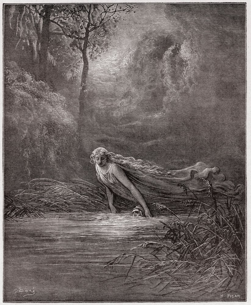 La Divina Comedia, Purgatorio, Canto 31: Dante sumergido en el Río Leteo - Ilustración de Gustave Doré de Gustave Dore