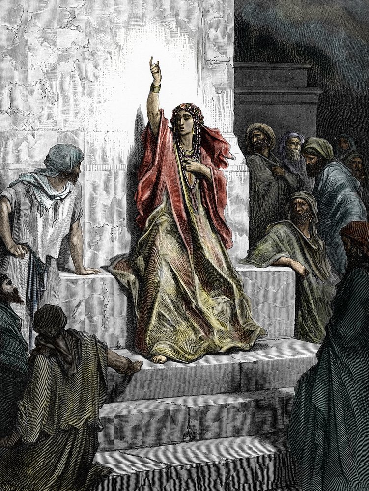 La profetisa Débora, grabado de la «Biblia» ilustrada por Gustave Doré (1832-1883), 1865, colección particular de Gustave Dore