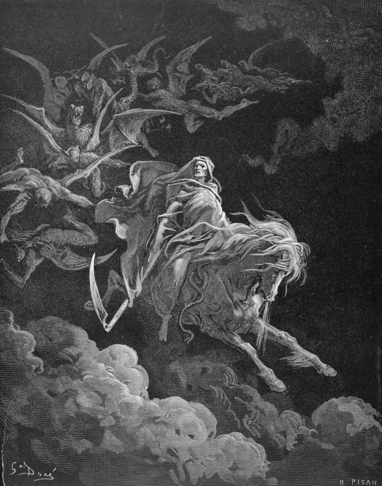La visión de la muerte, grabado por Heliodore Joseph Pisan c.1868 de Gustave Dore