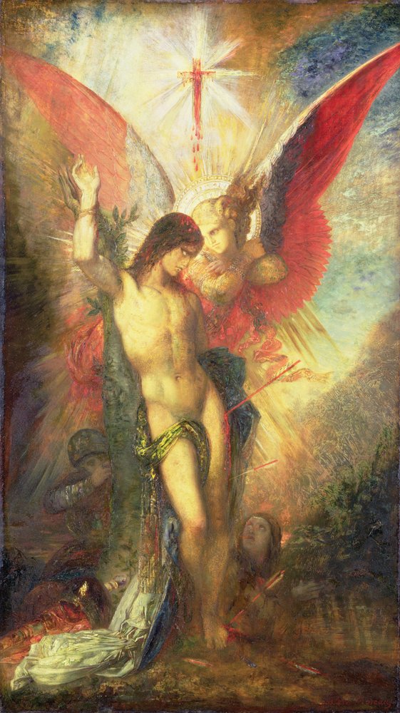 San Sebastián y el ángel, c. 1876 de Gustave Moreau