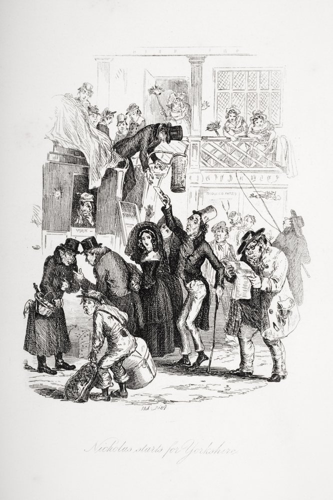 Nicholas parte hacia Yorkshire, ilustración de 