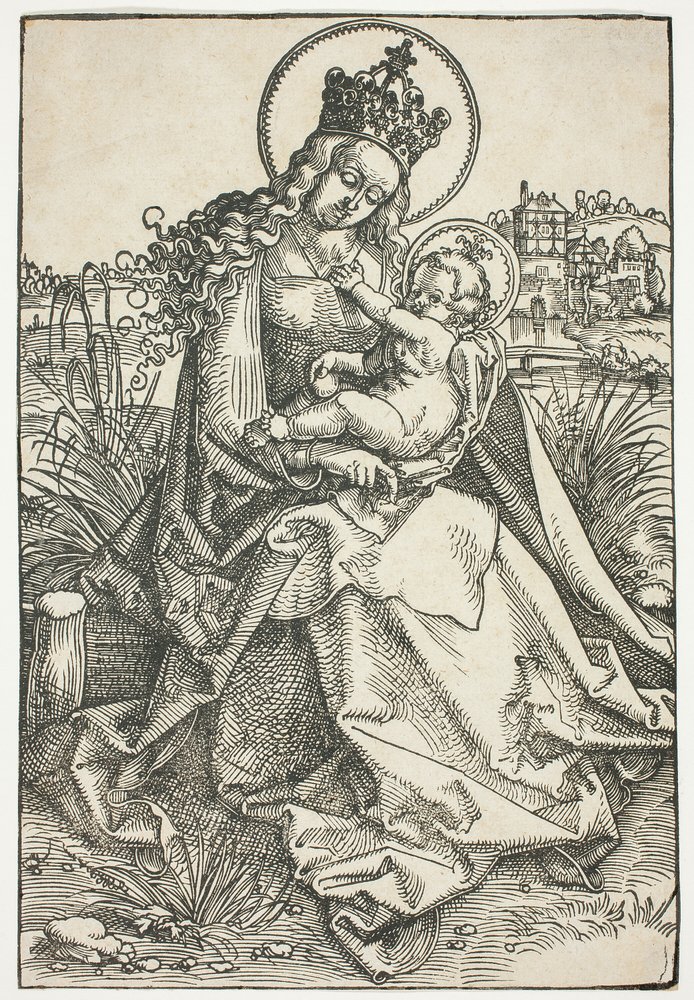 Madonna y el Niño en un banco de hierba de Hans Baldung Grien