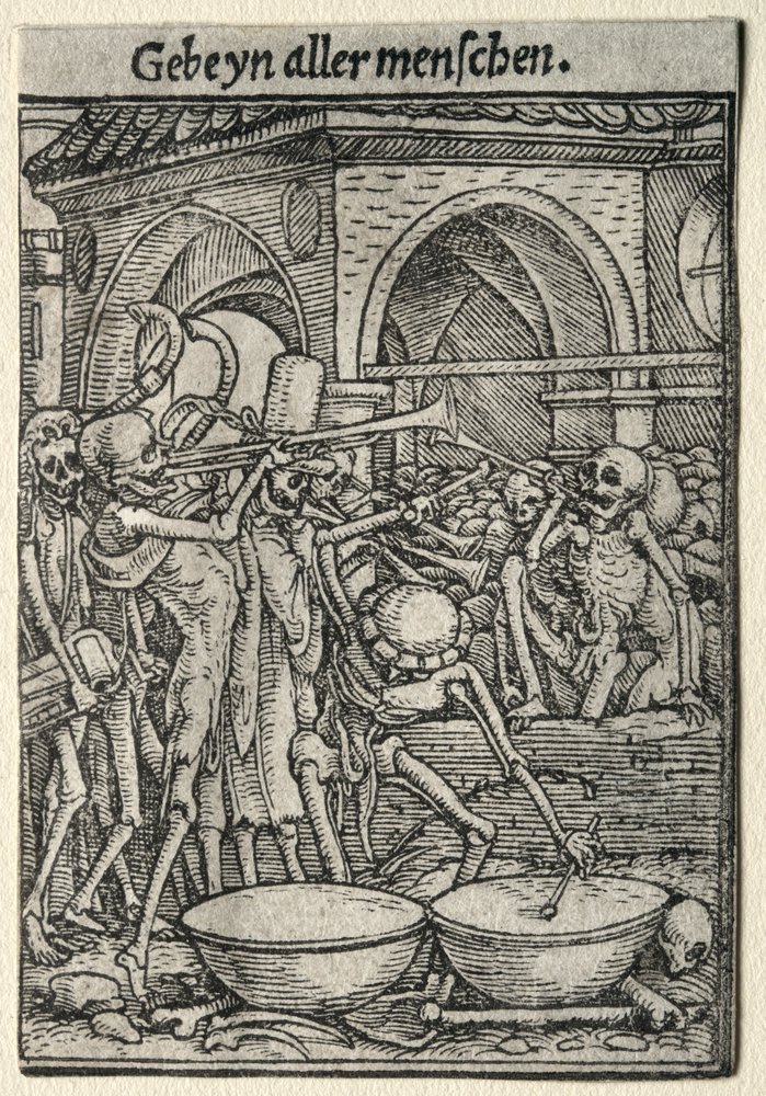 Danza de la Muerte: Los trompetistas de la Muerte de Hans Holbein
