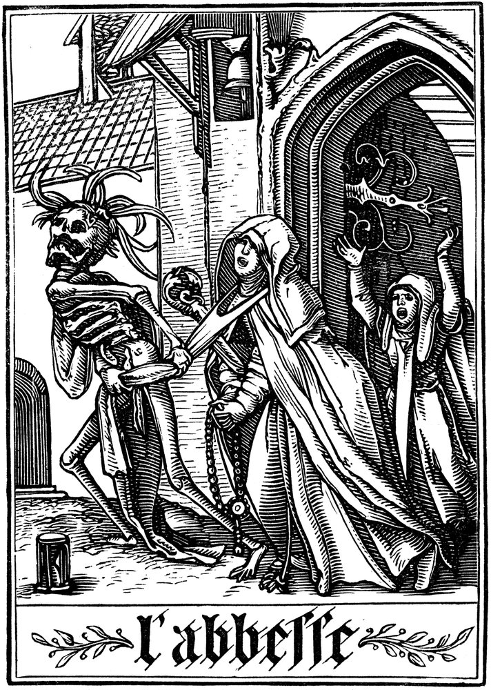 La abadesa visitada por la Muerte, 1538 de Hans Holbein der Jüngere
