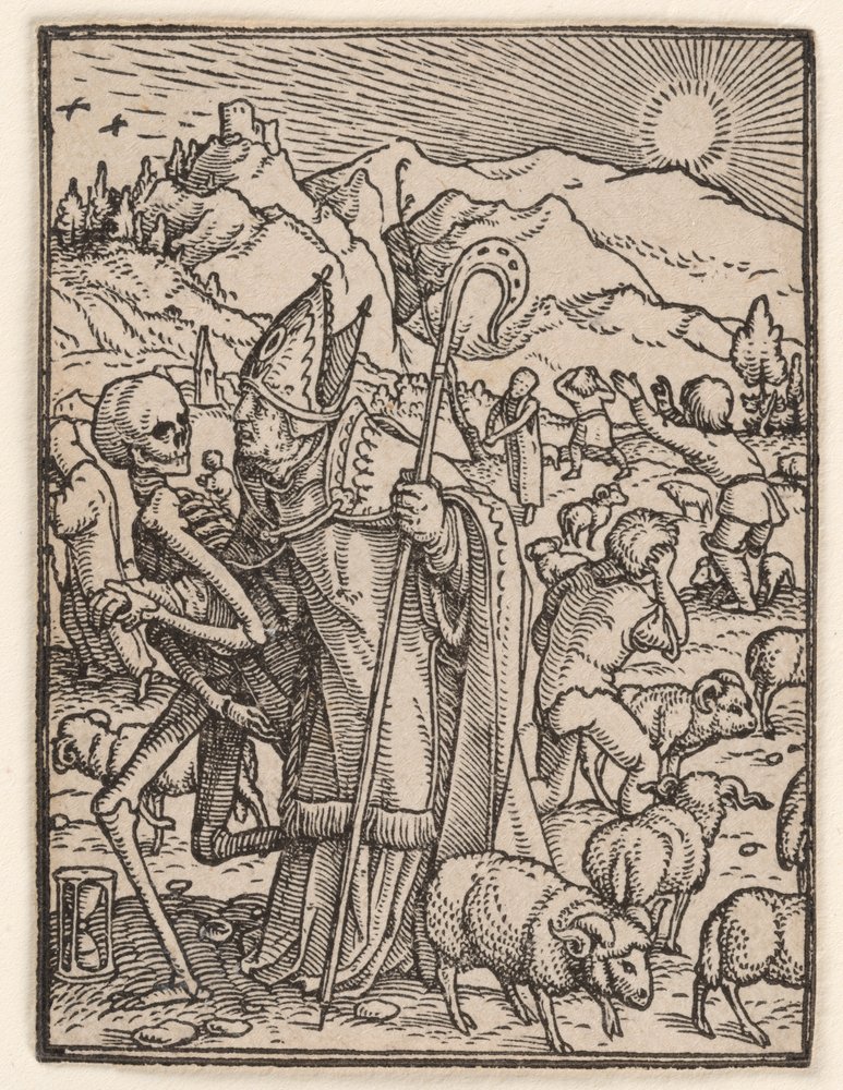 El obispo, de «La danza de la muerte» de Hans Holbein the Younger