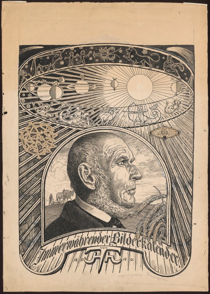 Diseño de la portada de «El calendario eterno en imágenes» de Hans Thoma