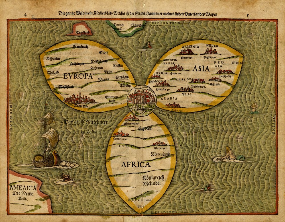 El mundo entero en una Kleberblad de Heinrich Bunting