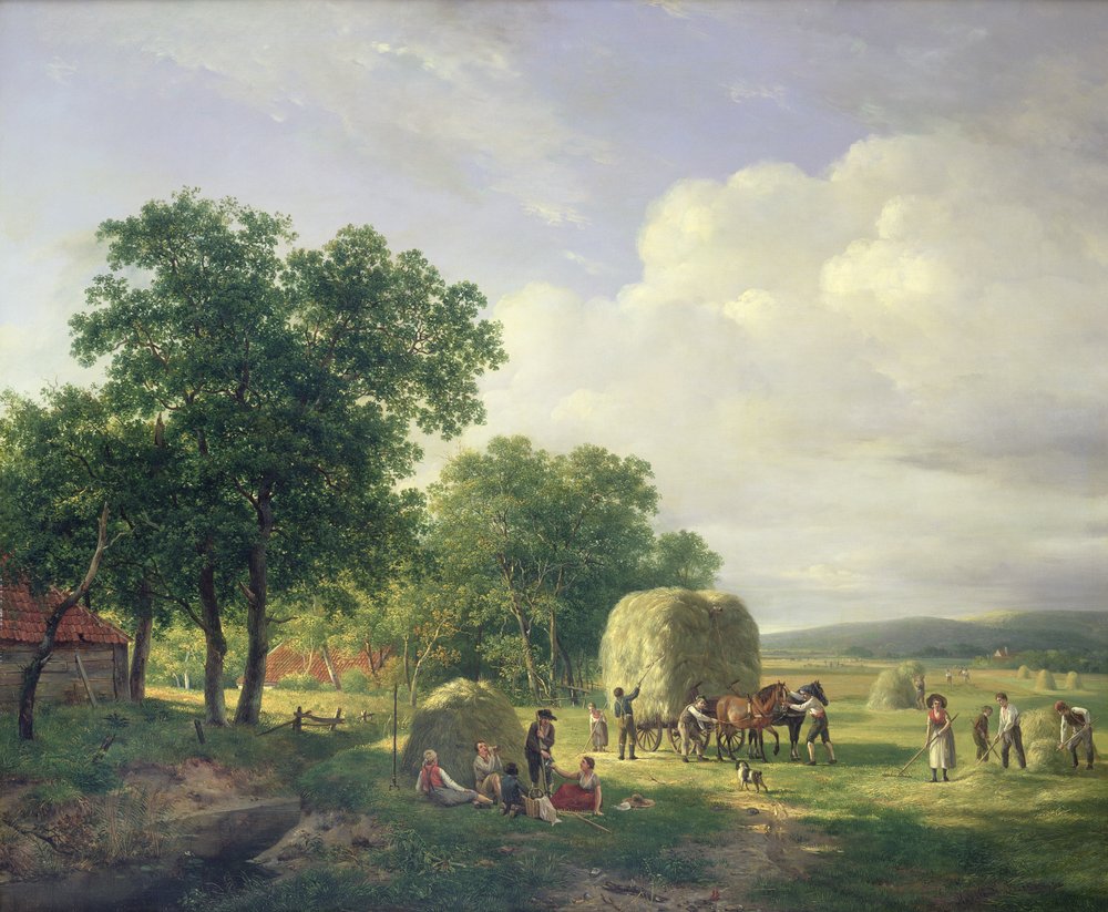 Paisaje boscoso con segadores, 1822 | Impresión de arte