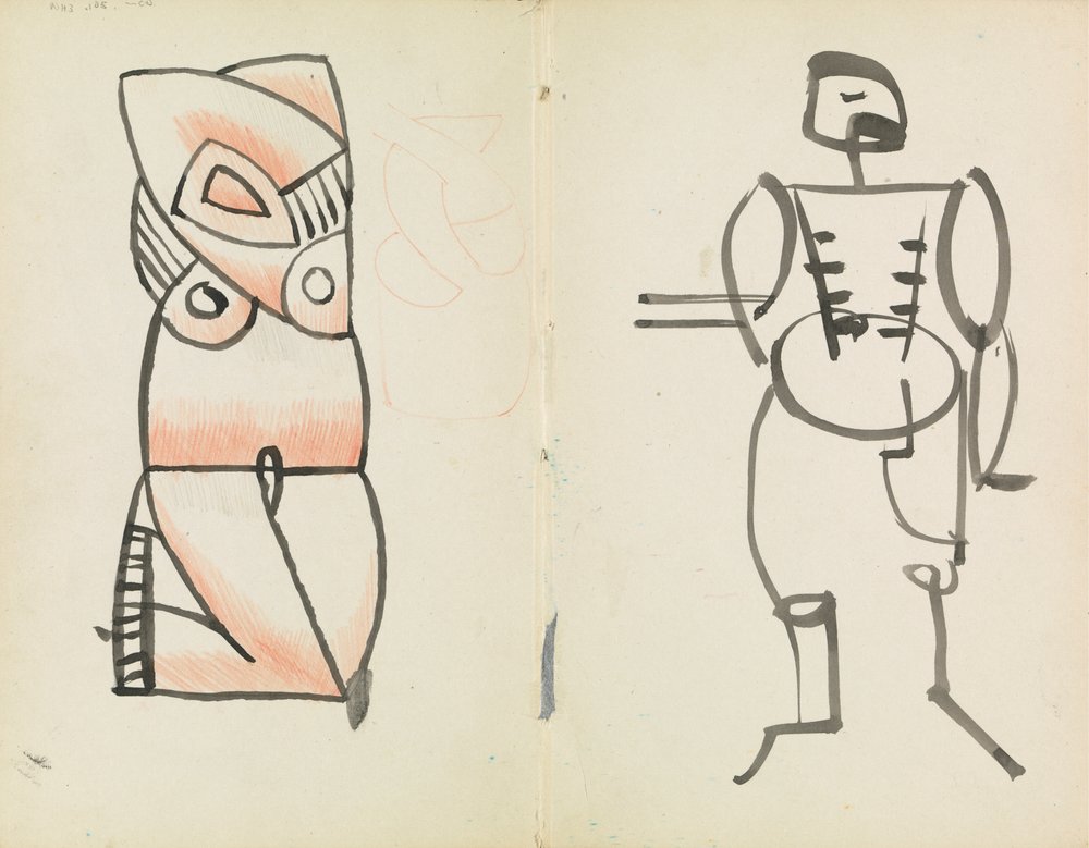 Mujer agachada y hombre de pie de Henri Gaudier-Brzeska