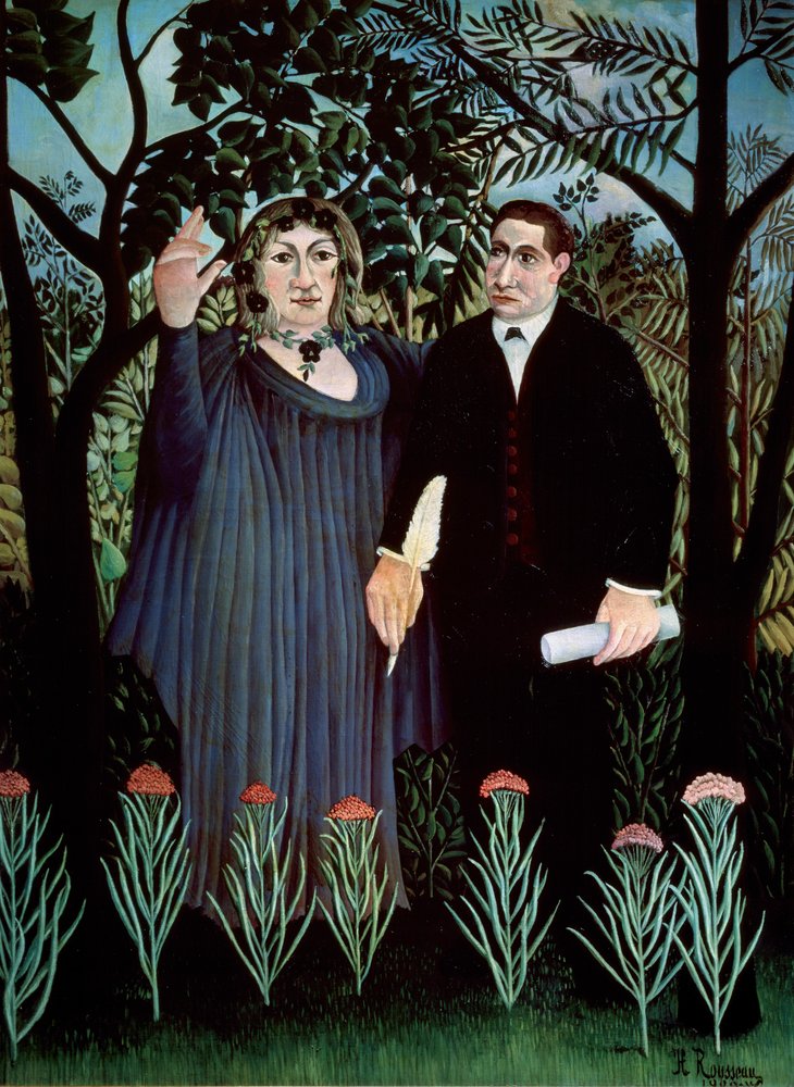 El poeta y su musa. Retrato de Guillaume Apollinaire y Marie Laurencin, 1909 de Henri Rousseau