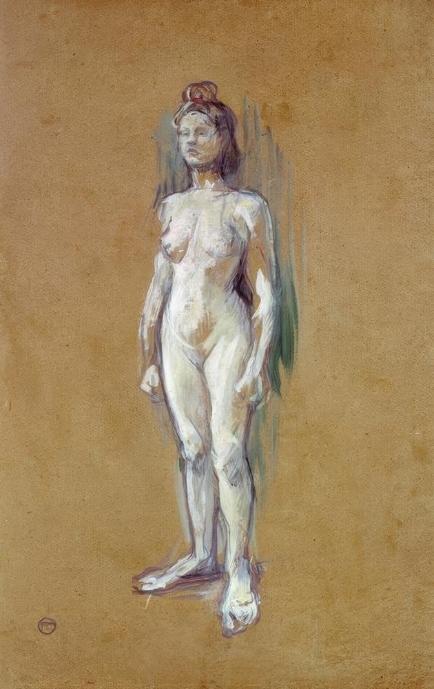Mujer desnuda de pie de frente de Henri de Toulouse-Lautrec