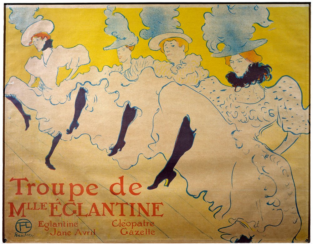 Cartel para la troupe de Mademoiselle Eglantine. Bailarinas de cabaret. Litografía de Henri de Toulouse Lautrec (Toulouse-Lautrec) de Henri de Toulouse-Lautrec
