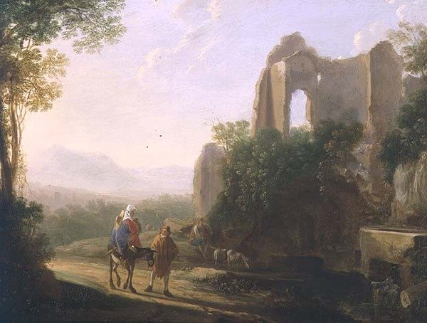 La huida a Egipto | Herman van Swanevelt | Impresión de arte